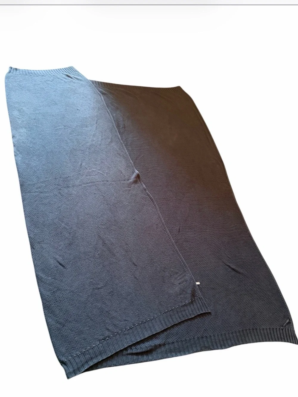 Ralph Lauren Home Ariel 100% Cotton Knit Blanket Bedspread Full/Q Navy 92”x87”